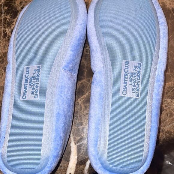 NWOT Charter club memory foam powder blue slippers size Large 9-10 - Picture 6 of 7